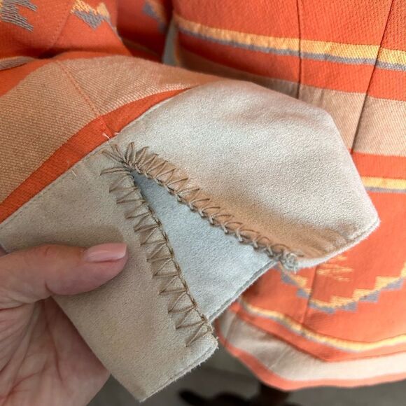 Coldwater Creek  Orange Southwestern Aztec Blazer Fitted Jacket 12 Petite EUC - Picture 15 of 15